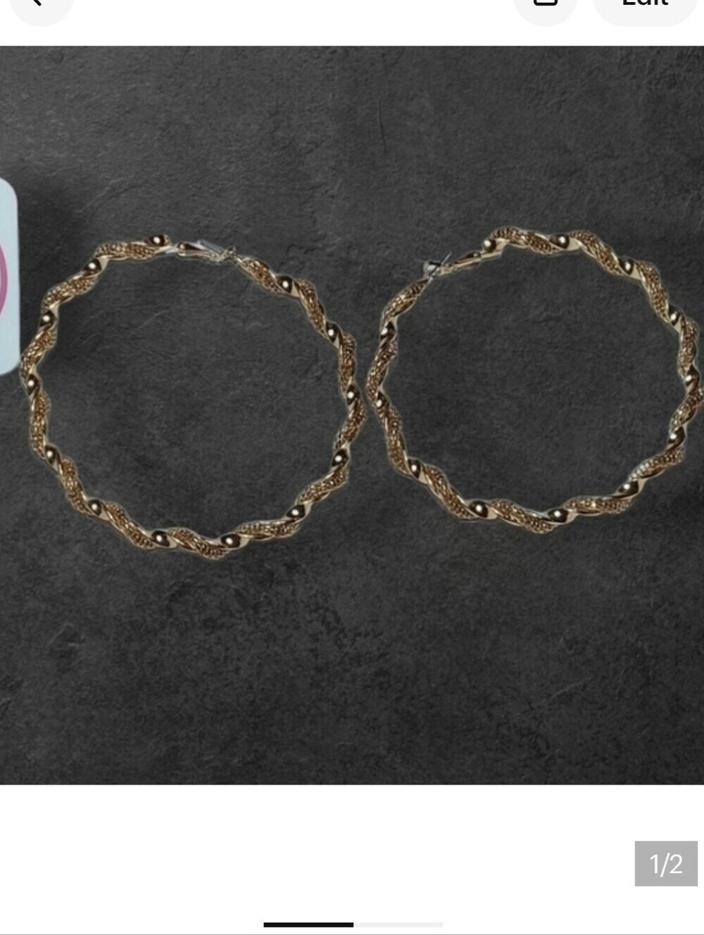 NWT Maren Elena For Nadine West Gold Oversized Twisted Hoop Earrings ~4" - Picture 3 of 3